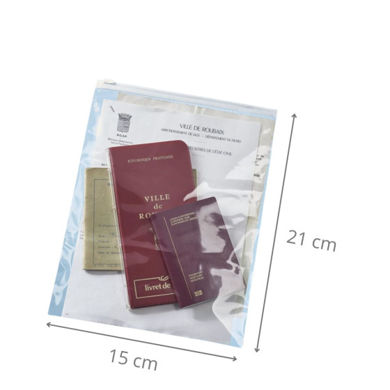 10 sachets d'emballage en plastique avec curseur 21 x 15 cm