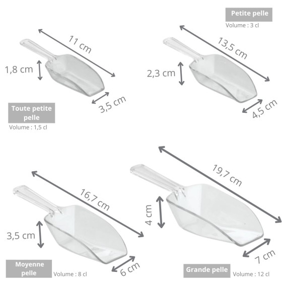 4 pelles doseuses alimentaires