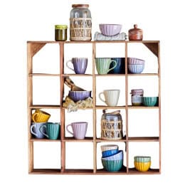 Étagère en bois 16 niches pour tasses