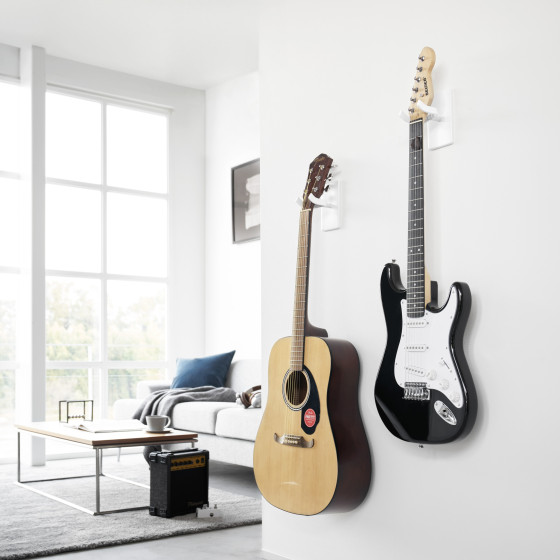 Support mural blanc pour guitare