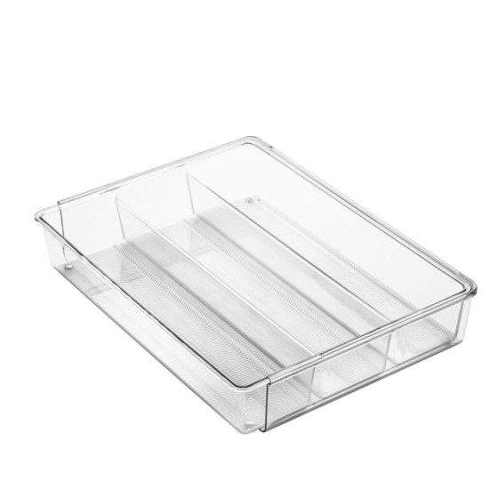 Range-couverts télescopique et transparent à 4 compartiments