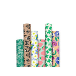 6 rouleaux de papier cadeau à fleurs