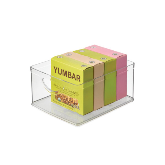 Bac rectangulaire en plastique transparent avec 2 poignées