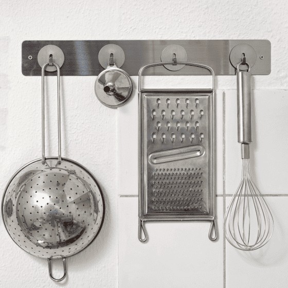 Petite barre magnétique murale en inox avec 6 aimants fins et puissants