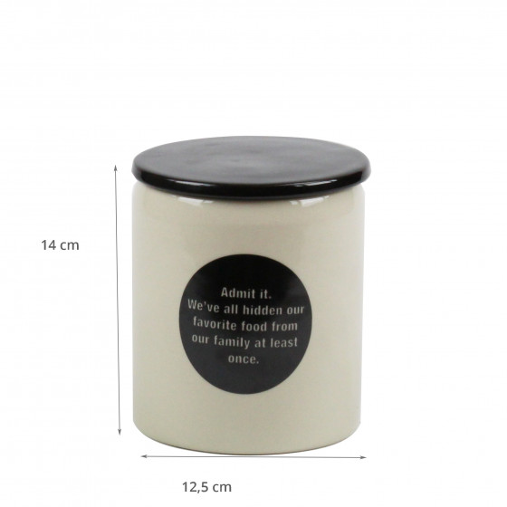 Pot en céramique crème avec pastille et couvercle noirs
