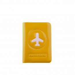 Protège passeport jaune moutarde brillant