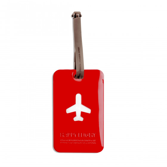 Porte-étiquette de bagage rectangulaire en plastique rouge