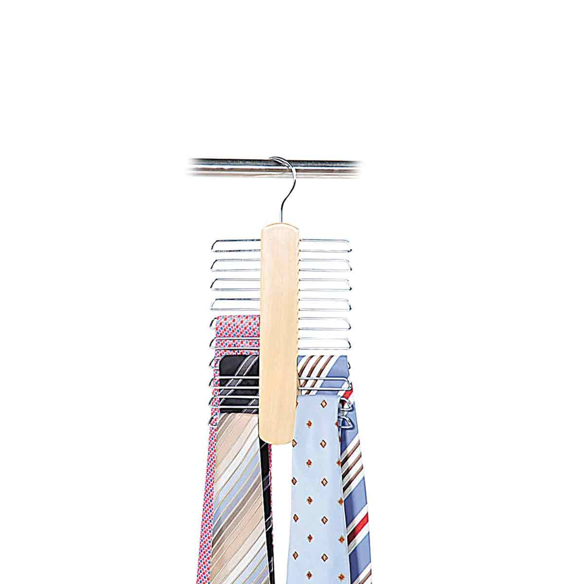 Tebery 2pack Cintre porte-cravates classique en bois à 24 crochets 