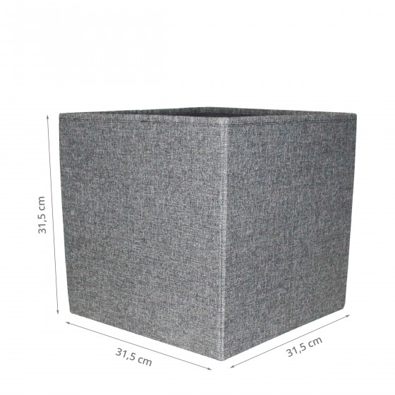 Boîte de rangement cube en tissu gris chiné