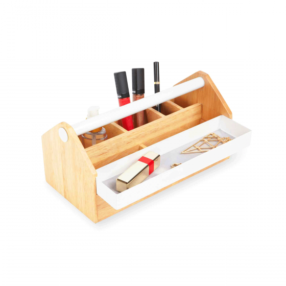 Rangement bijoux et maquillage en bois